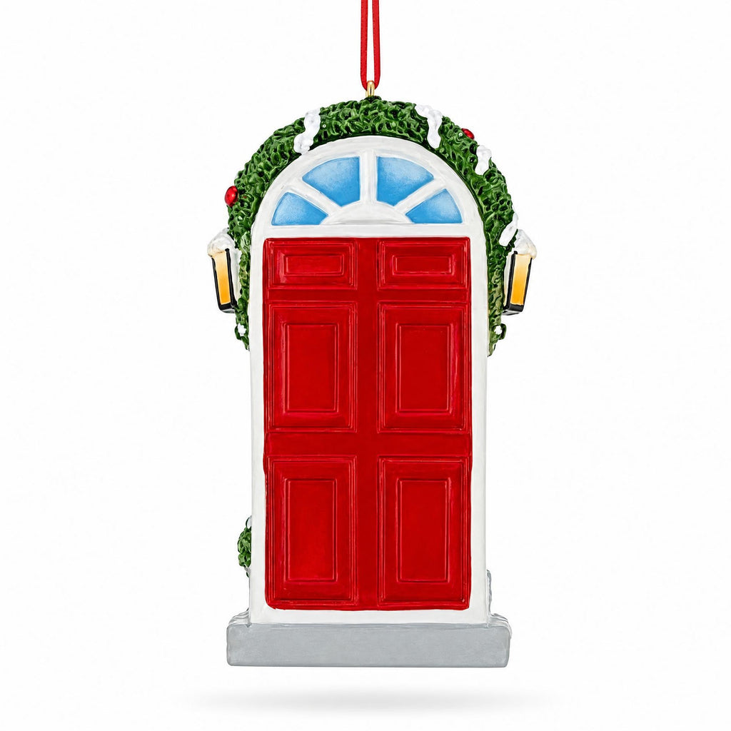 Home Sweet Home Red Door Wreath Resin Christmas Ornament