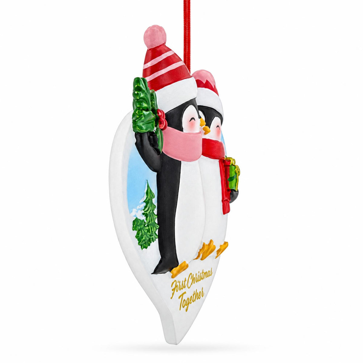 First Christmas Together Penguins Couple Resin Christmas Ornament