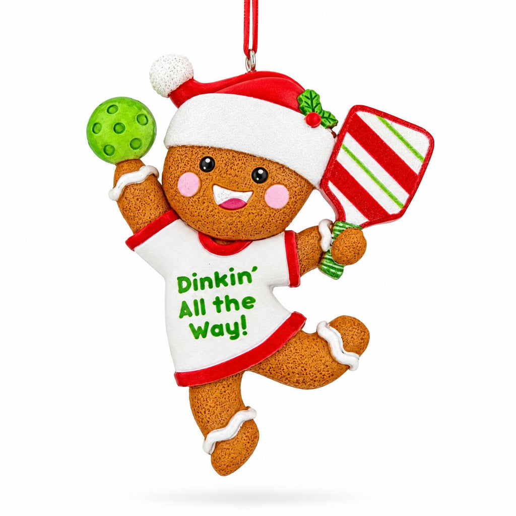 Dinkin' All The Way Gingerbread Pickleball Resin Christmas Ornament