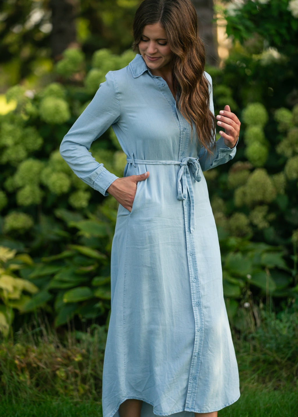 Hazel Chambray Long Sleeve Dress
