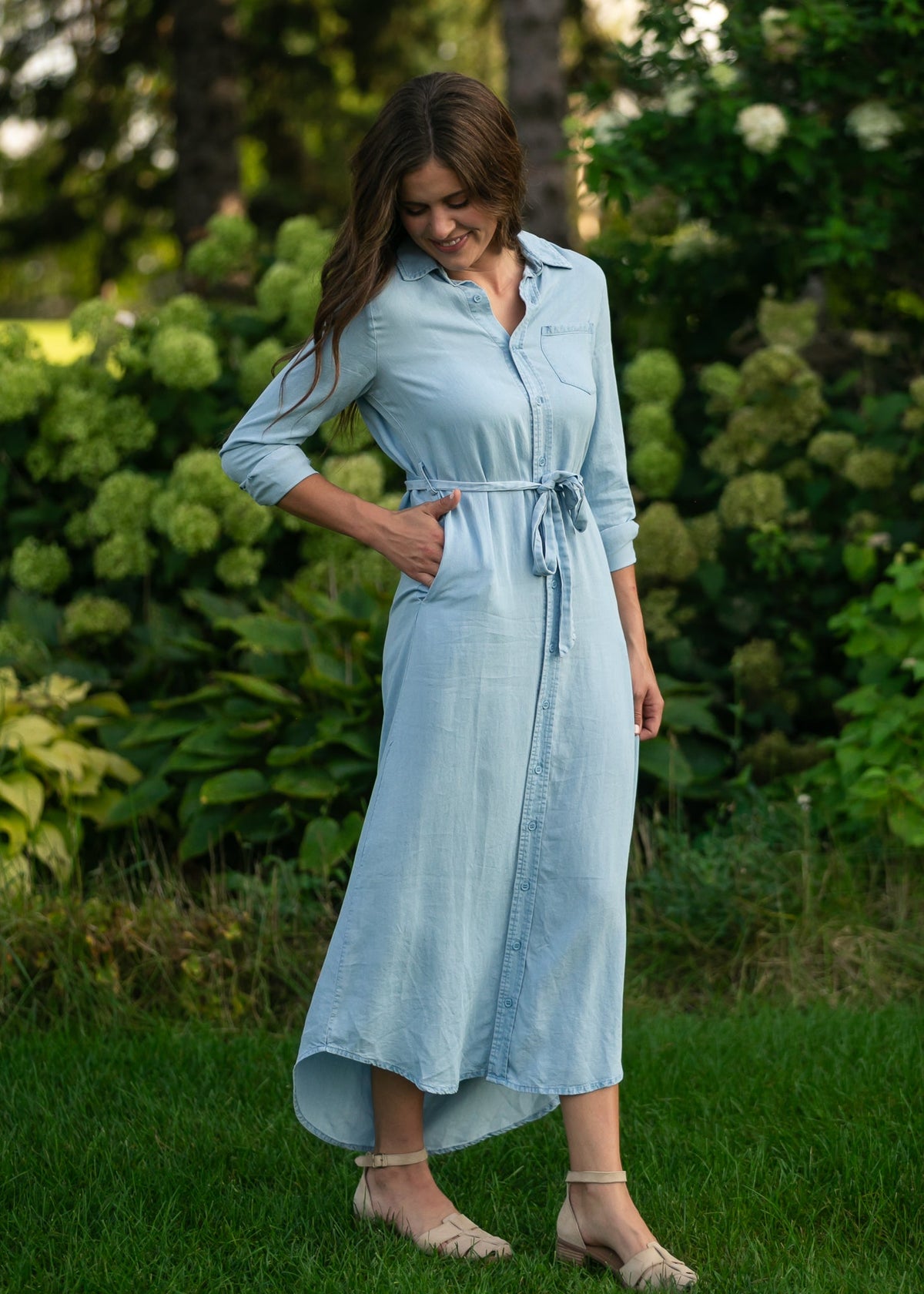 Hazel Chambray Long Sleeve Dress
