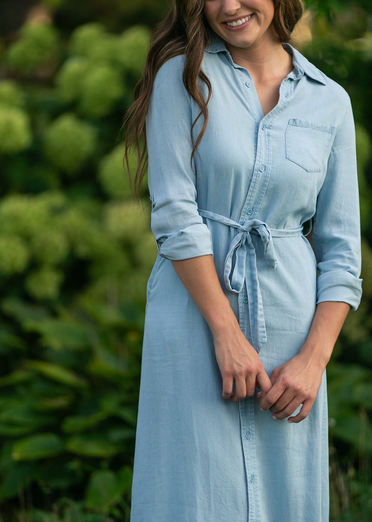 Hazel Chambray Long Sleeve Dress