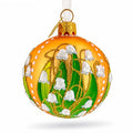 Lily of the Valley on Gold Glass Ball Christmas Ornament